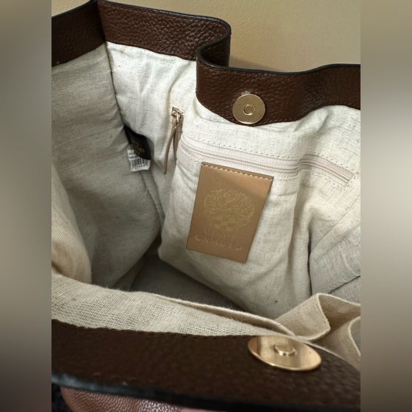 VINCE CAMUTO Evona Leather Tote In Dark Mahogany Smooth Nappa - Picture 4 of 13